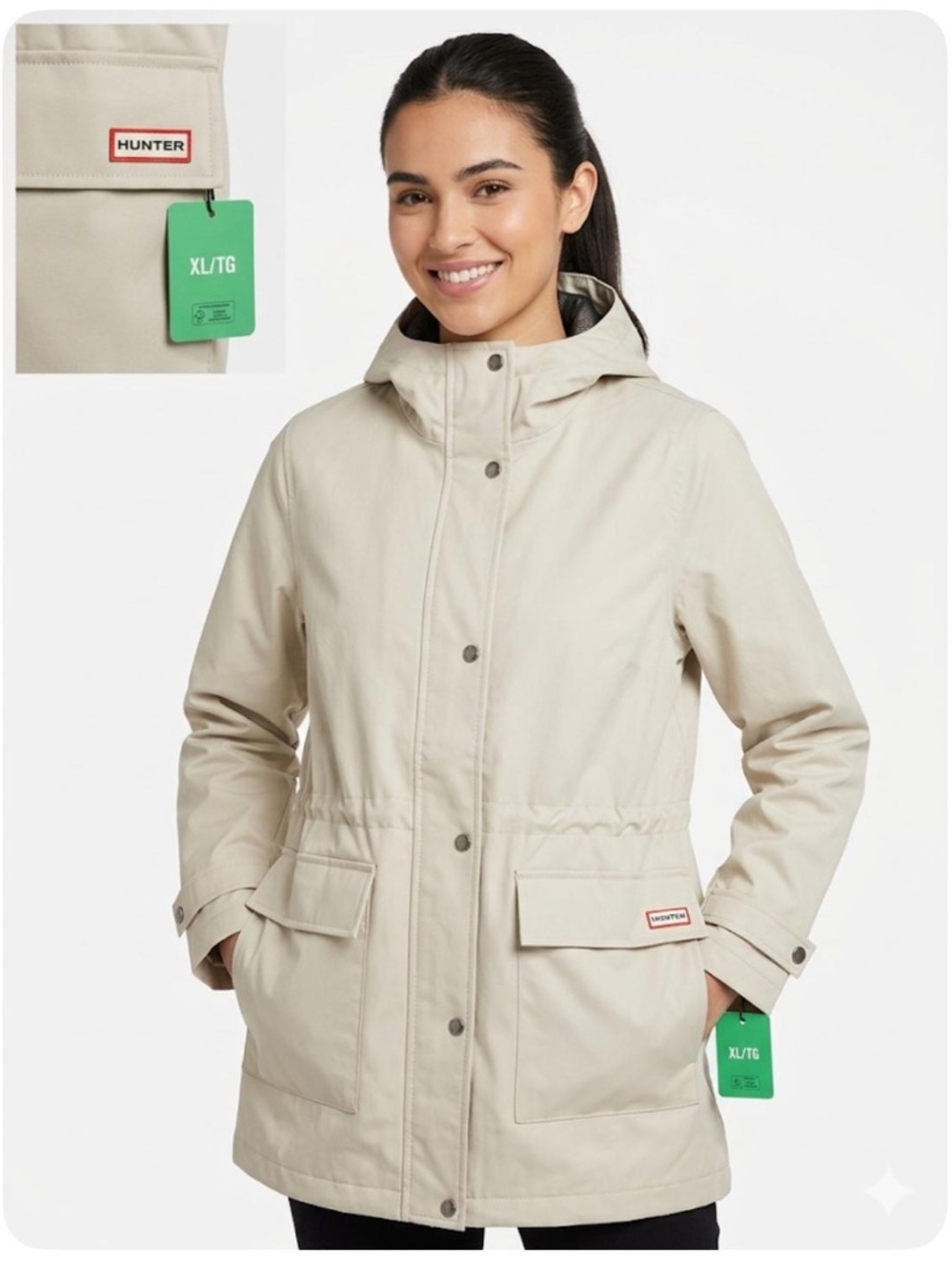 Hunter Women's Cream-Tone Hooded Utility Jacket